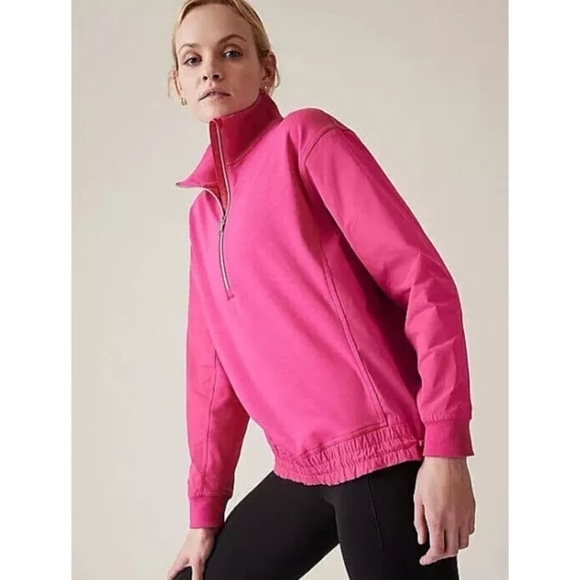 ATHLETA Triumph Hybrid Half Zip Sweatshirt Hot Pink - Picture 3 of 15